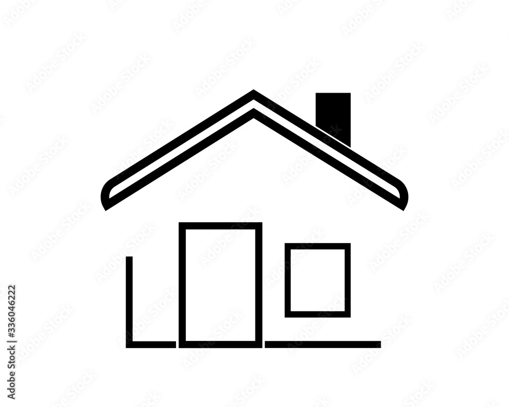 Flat black home (roof and window) icon Vector Illustration Flat black home (roof and window) icon Vector Illustration