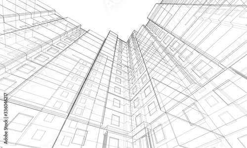 Vector wire-frame model of a multi-storey building