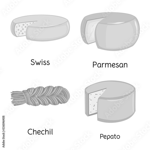 Isolated object of food and dairy icon. Collection of food and breakfast stock vector illustration.