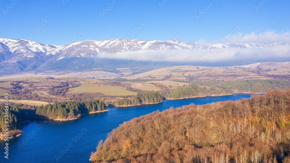 Aerial view of a beautiful dam in Bulgaria. Aerial view of a beautiful dam in Bulgaria.