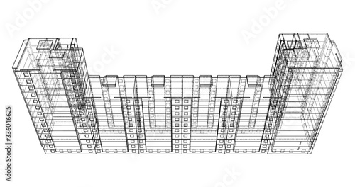 Vector wire-frame model of a multi-storey building