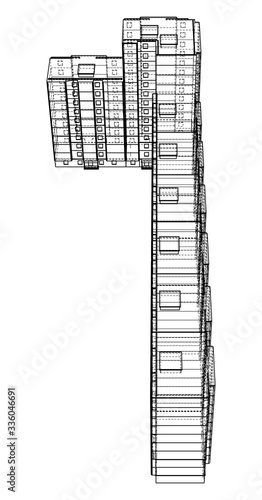 Vector wire-frame model of a multi-storey building