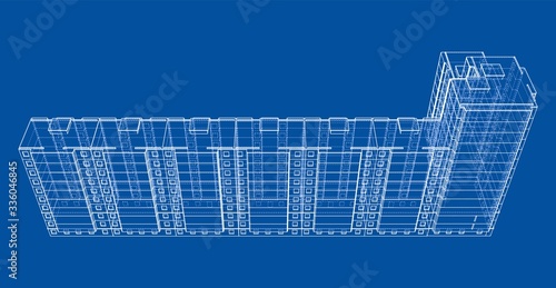 Vector wire-frame model of a multi-storey building