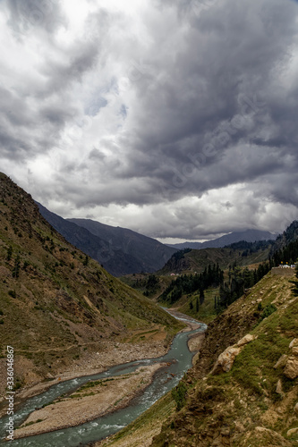 River streams with mountains in Pakistan