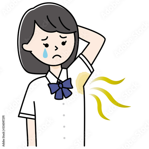 わきがに悩む女性　高校生　中学生　制服
