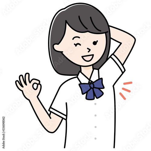 脇の下がきれいな女性　高校生　中学生　制服　わきが
