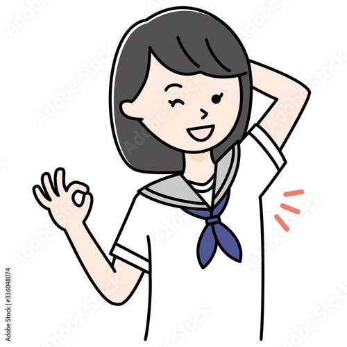 脇の下がきれいな女性　高校生　中学生　セーラー服　わきが