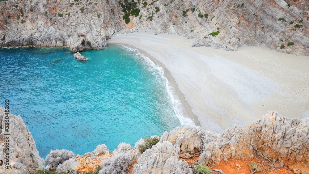 Agiofaraggo beach in Crete island in Greece