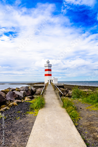 Beautiful Iceland lighthouse seascape 