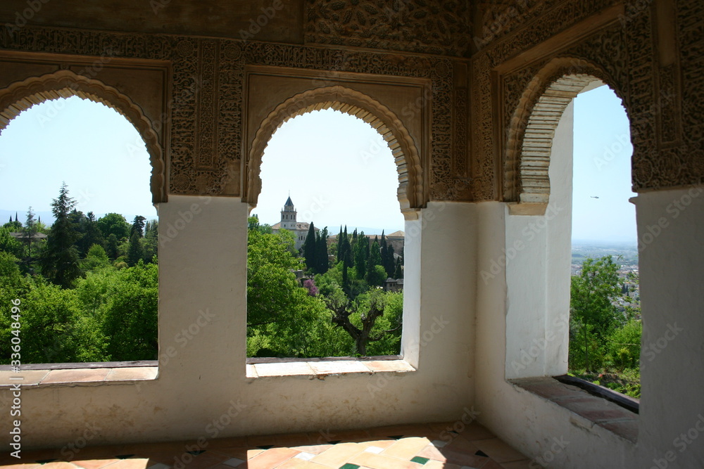 View at palace through arches