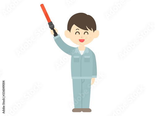 交通整理を行う男性のイラスト