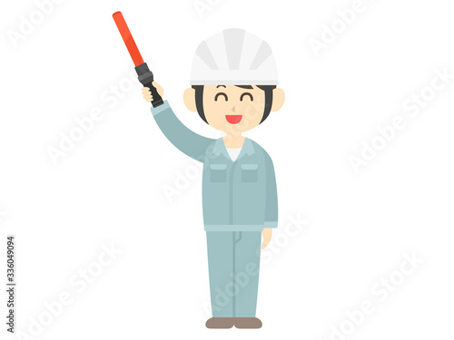 交通整理を行う男性のイラスト