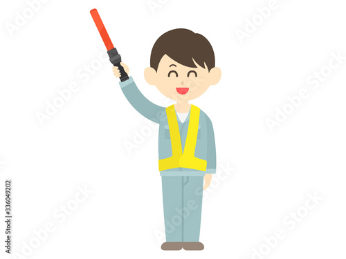 交通整理を行う男性のイラスト