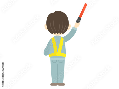 交通整理を行う男性のイラスト