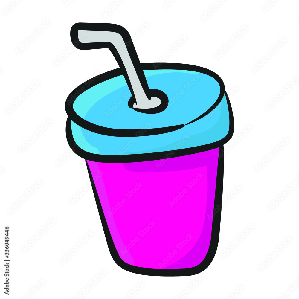 Hand drawn vector design of takeaway drink icon. Hand drawn vector design of takeaway drink icon.