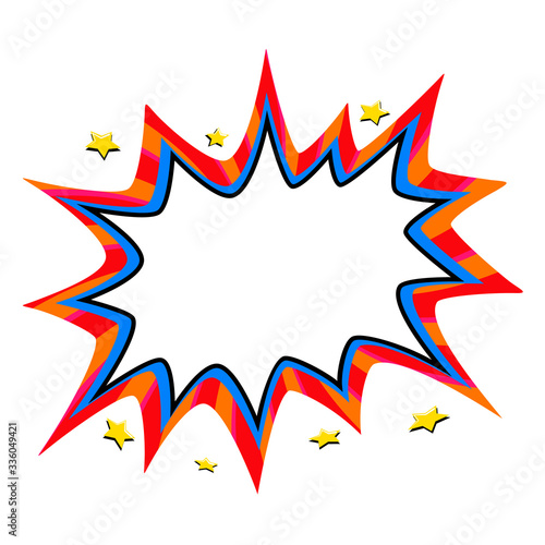 Pop art speech bubble template for your design. Comics style pop-art empty bang shape on white background. Vector illustration. Ideal for web banners.