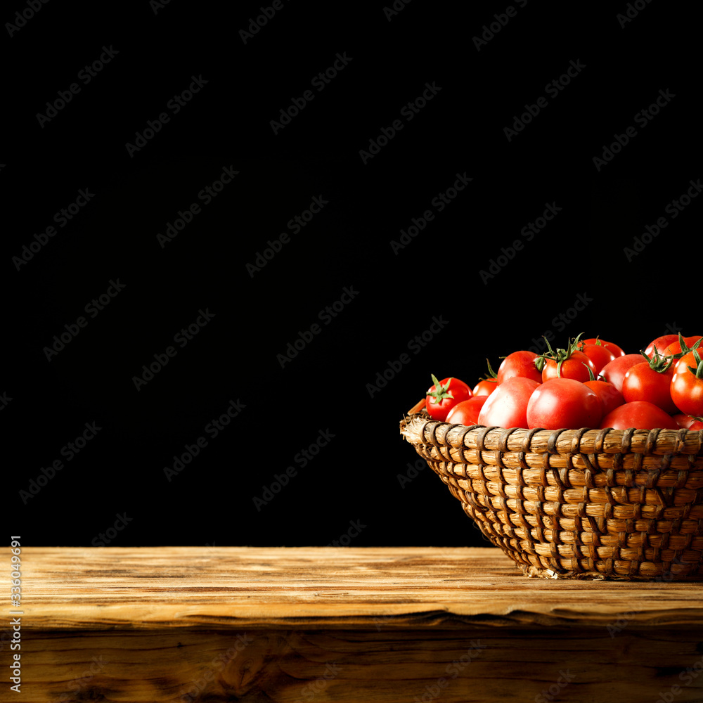 Desk of free space and fresh red tomatoes. Desk of free space and fresh red tomatoes.