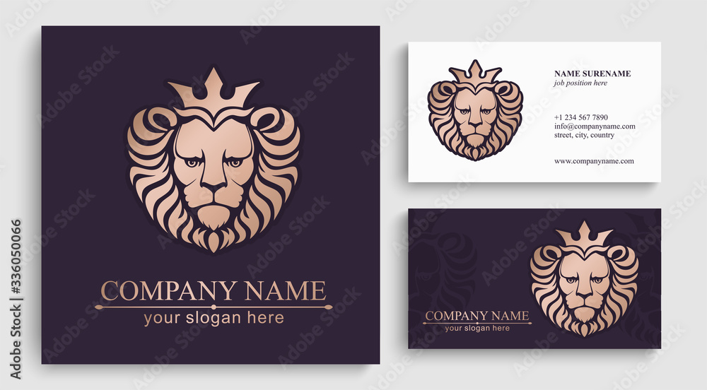 Lion logo. Lion head with crown - vector illustration, emblem design. Universal company symbol. Heraldic premium logo icon sign. Lion logo. Lion head with crown - vector illustration, emblem design. Universal company symbol. Heraldic premium logo icon sign.