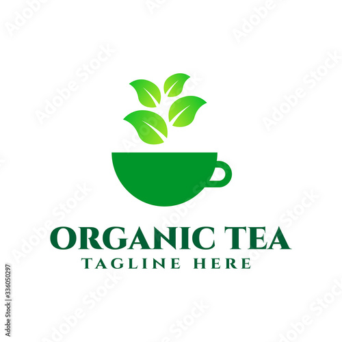 organic tea logo design template vector