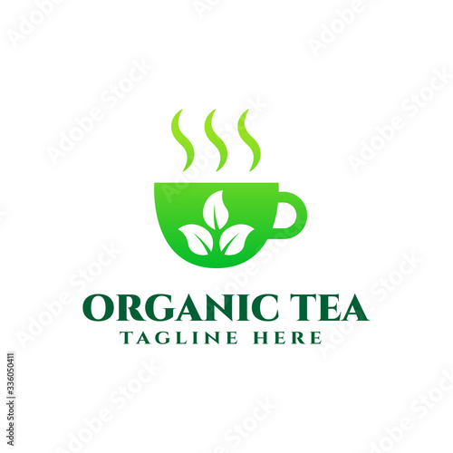 organic tea logo design template vector