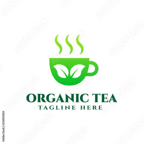 organic tea logo design template vector