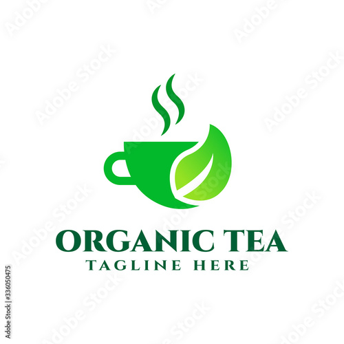 organic tea logo design template vector