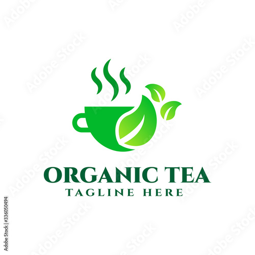 organic tea logo design template vector