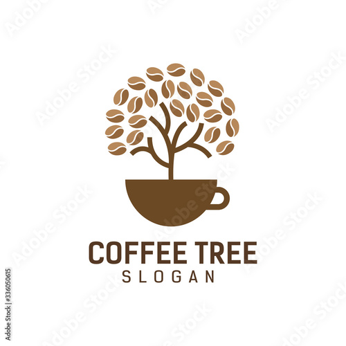 coffee tree logo design template vector