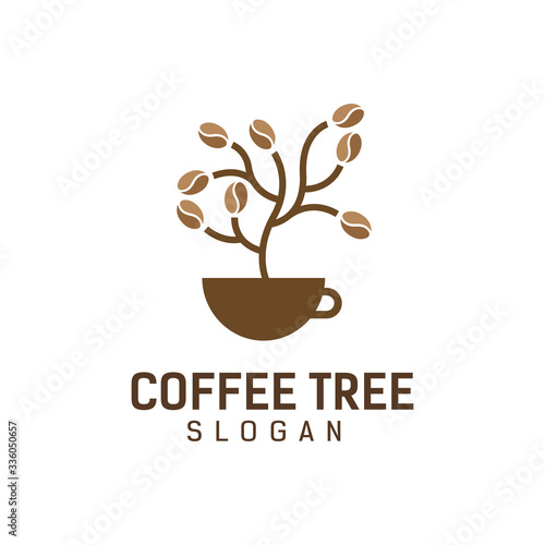 coffee tree logo design template vector