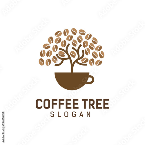 coffee tree logo design template vector
