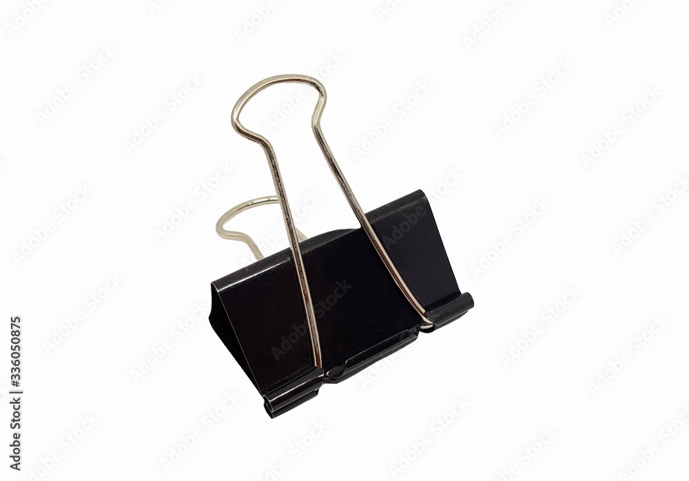 Black paper clip isolated on white background with clipping path or make selection. Office accessory and stainless steel object. Black paper clip isolated on white background with clipping path or make selection. Office accessory and stainless steel object.
