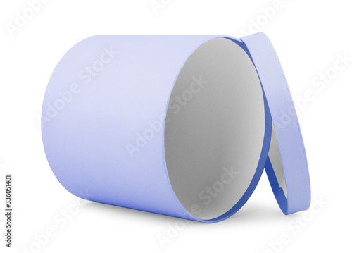 Brown oval cardboard box isolated on white. Studio shot,clipping path