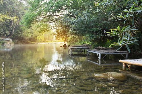 Beautiful sunlight in morning fresh in the nature. Sun fresh in the morning time amid the beautiful nature and forest of rivers in the valleys.