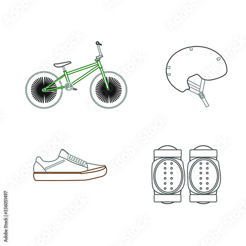 bmx bike riding objects on white background photo