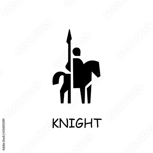 Knight on horse flat vector icon