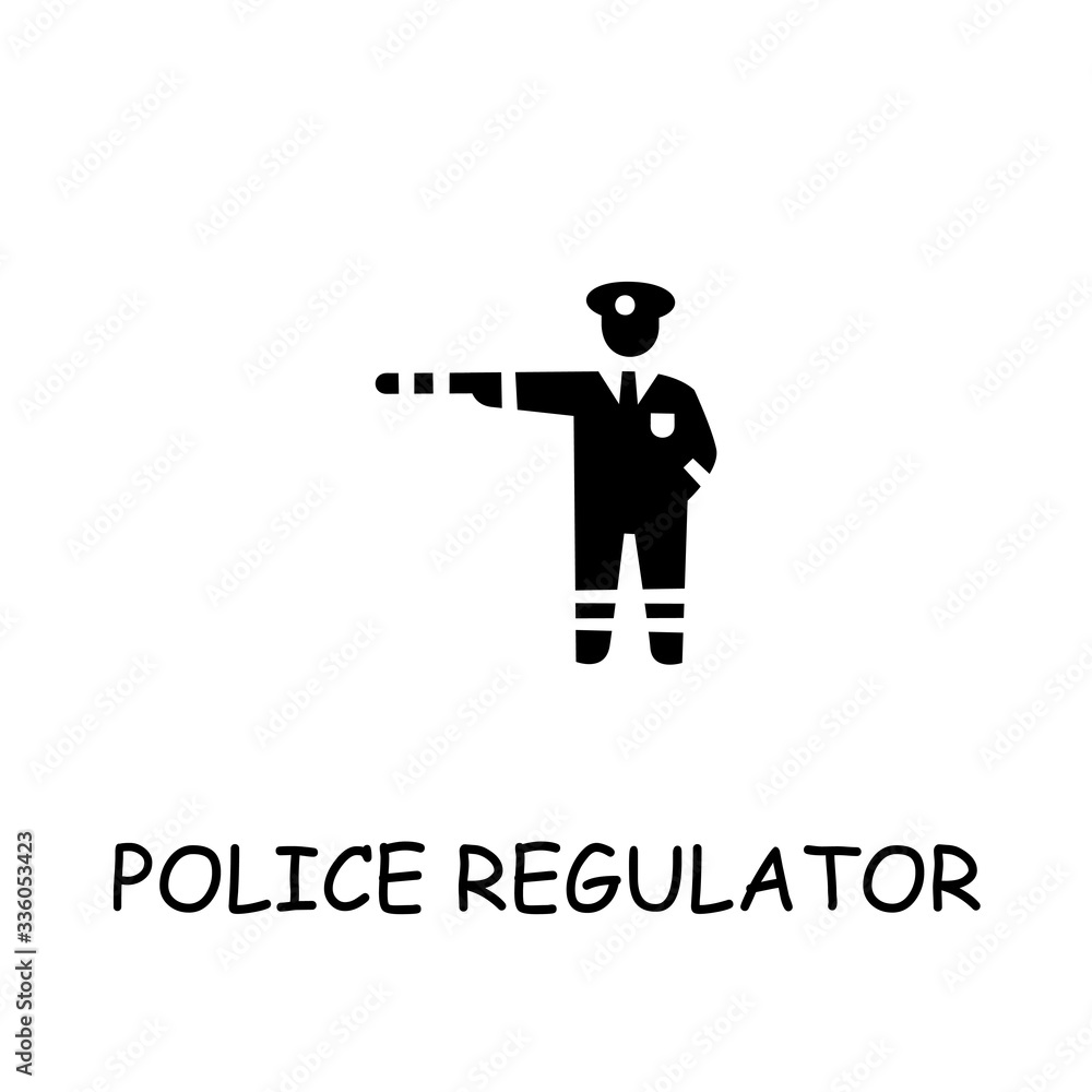 Police regulator flat vector icon