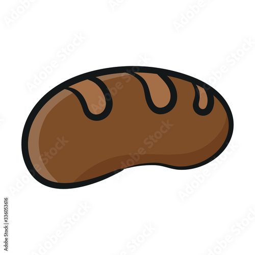 Icon of loaf bread or baguette in hand drawn style 