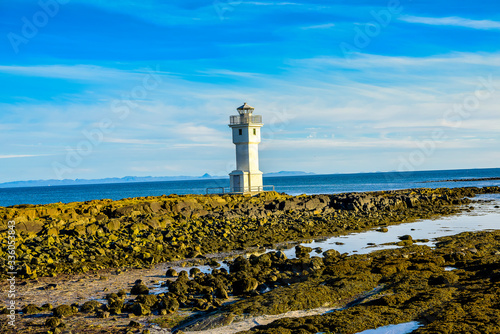 Beautiful Nordic Iceland lighthouse seascape