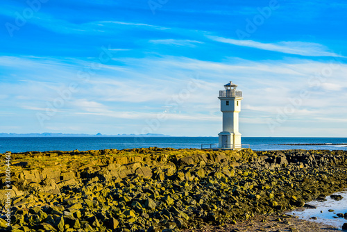 Beautiful Iceland lighthouse seascape