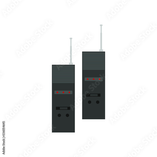 walkie talkie from the 80s on white background