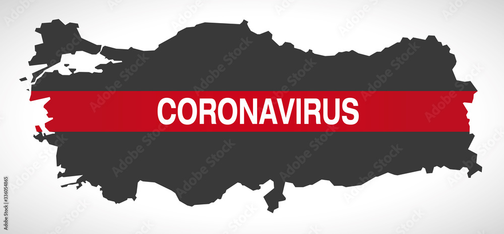 Turkey map with Coronavirus warning illustration