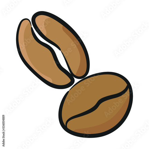 Hand drawn design of coffee beans icon