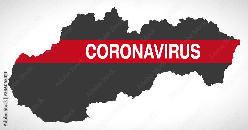 Obraz premium Slovakia map with Coronavirus warning illustration