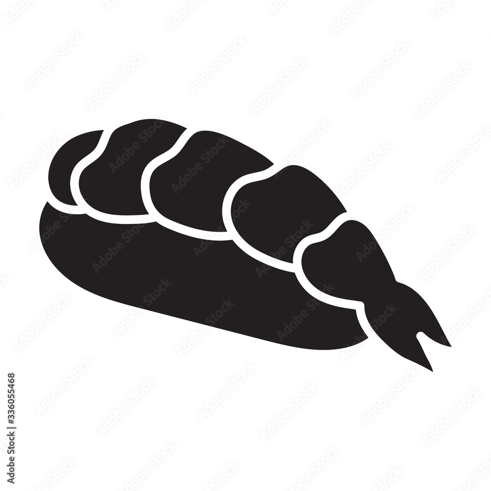 Obraz premium Sushi vector icon.Black vector icon isolated on white background japanese food.