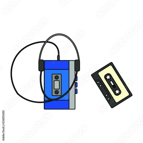 walkman 80s on white background vector