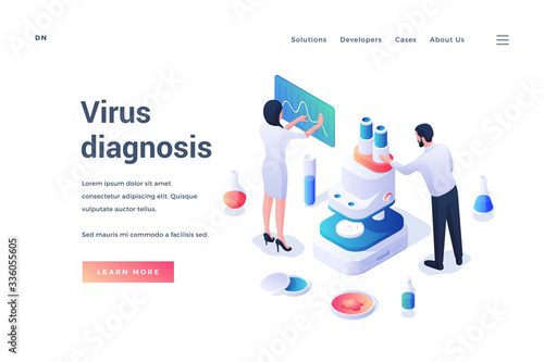Isometric scientists investigating virus for diagnostic service