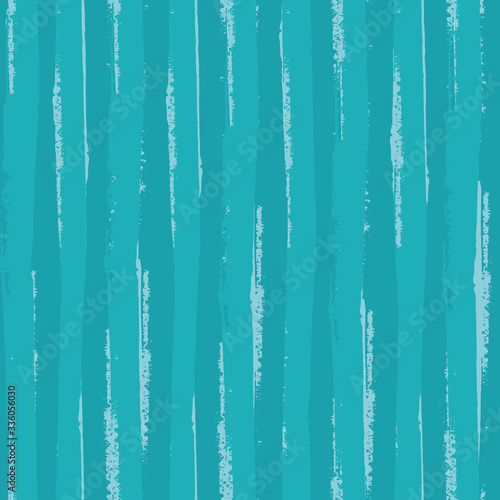 Painterly teal stripe vector seamless pattern background. Overlapping brush stroke style striped turquoise backdrop. Sketchy linear monochrome design. All over print for summer vacation, water sports
