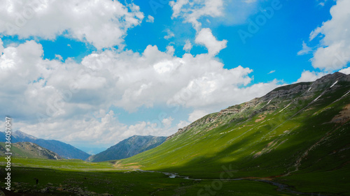 Beautiful mountain landscape and grass field, Jammu and Kashmir state, India