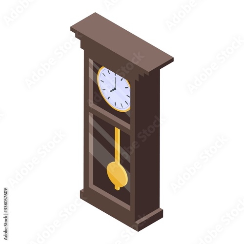 Wall pendulum clock icon. Isometric of wall pendulum clock vector icon for web design isolated on white background