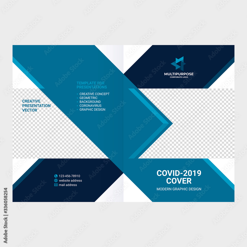 Covid-19 cover design, geometric background for booklet, leaflet, book Covid-19 cover design, geometric background for booklet, leaflet, book